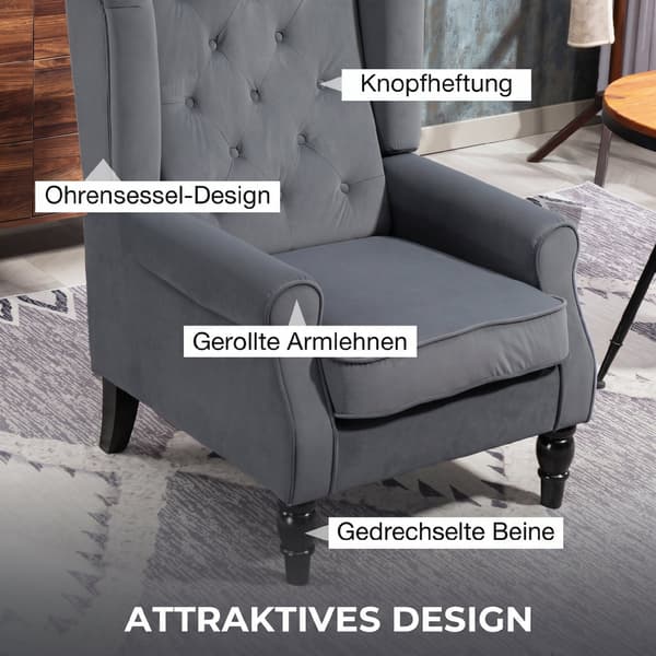 Wingback lænestol 74x86x102 cm grå