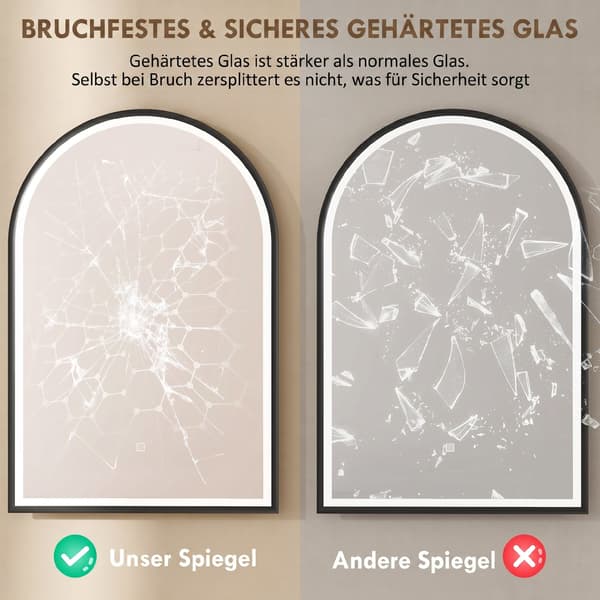 LED badeværelsesspejl 60x90 cm sort