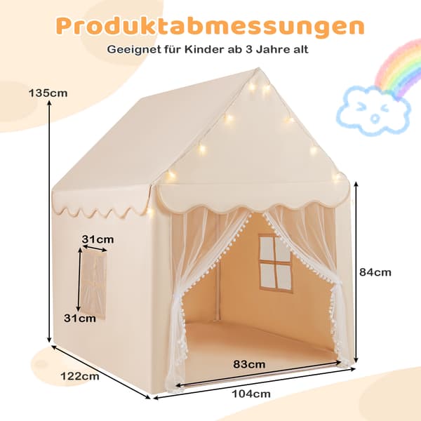 Barnlekstuga 105x121x136 cm Beige, polyester , Star