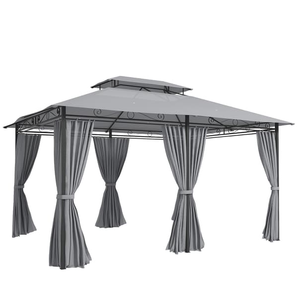 Havepavillon 300x400x280 cm Mørkegrå Stål