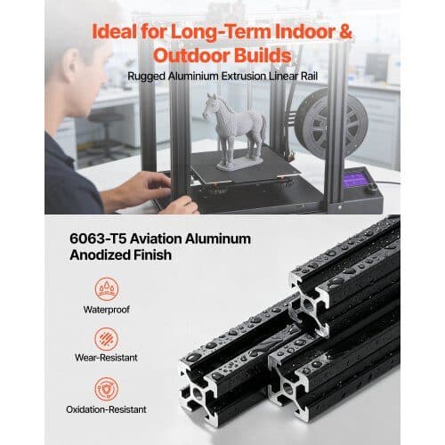 Aluminium ekstrusionsprofiler 10 stk 1220 mm sort