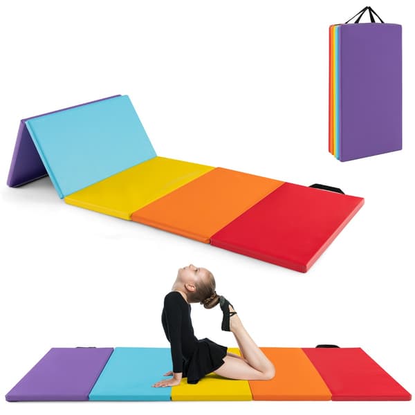 Foldbar gymnastikmåtte 201x75x3 cm multicolor
