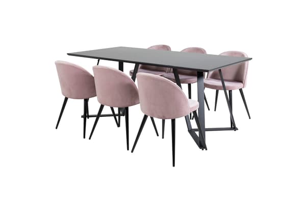 Spisebord og stol sæt Marina Pink Sort