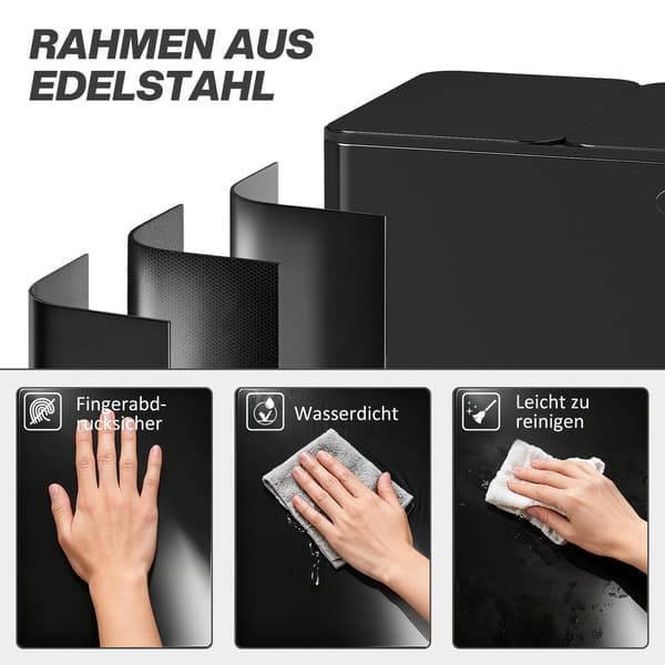 Skraldespand 61,9x36,6x56,7 cm Sort Rustfrit Stål