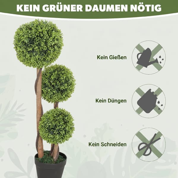 Sæt med 2 kunstige buksbomsplanter 90 cm grøn/sort