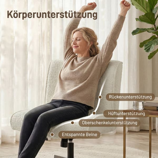 Accentstol 63x75x82-90 cm Krämvit Sammet Klädd