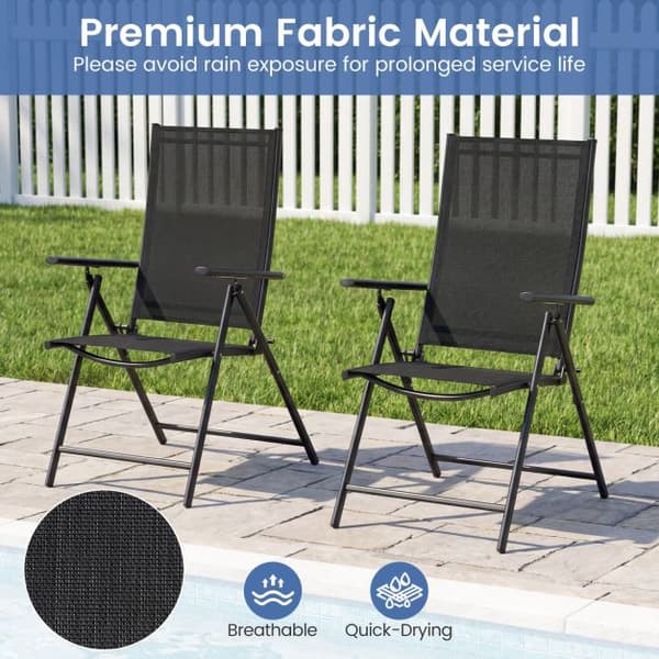 Terrasse klapstole 2 stk 79-100x57x80-100 cm sort