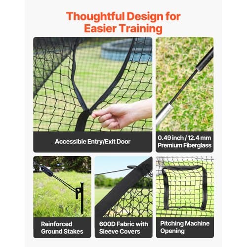 Baseball Batting Cage, 10058x3660x3000 mm, Polyester Net, Transportabel