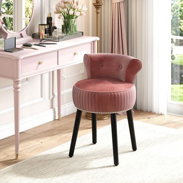 Sminkstol 48x46x66 cm Rosa Sammet , Star