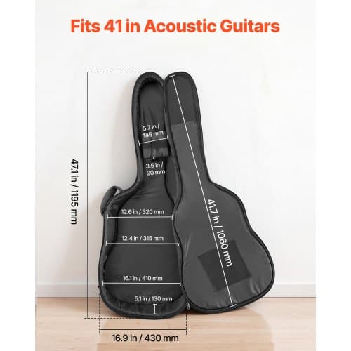 Akustisk gitarr hårt fodral 119,5x41 cm svart