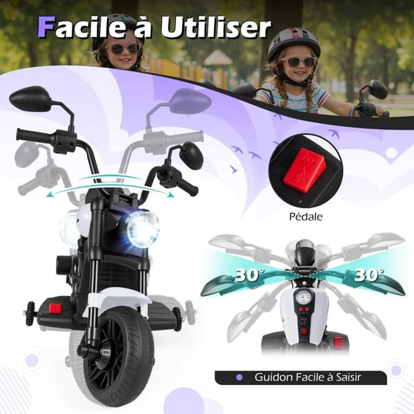 Elektrisk motorcykel til børn 79x58x56 cm hvid