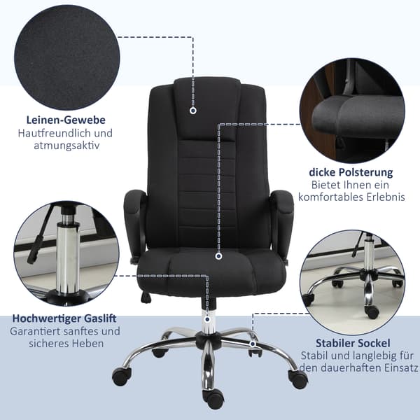 Kontorsstol 62x76x110-119 cm Svart Polyester