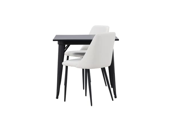 Spisebord og stol sæt Tempe 80x80 cm sort MDF PU