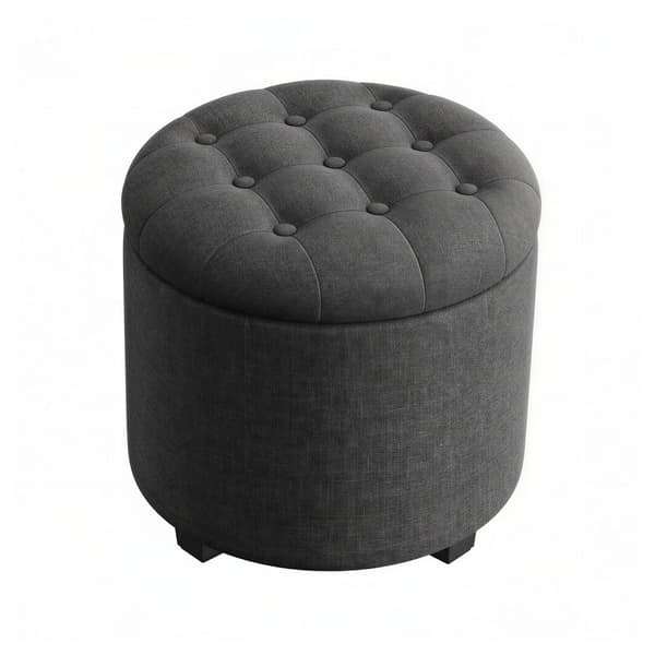 Rund Ottoman med Opbevaring 45x45x44,5 cm Mørkegrå