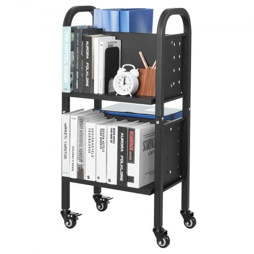 Biblioteksvogn, 45x33x88 cm, Sort, Stål