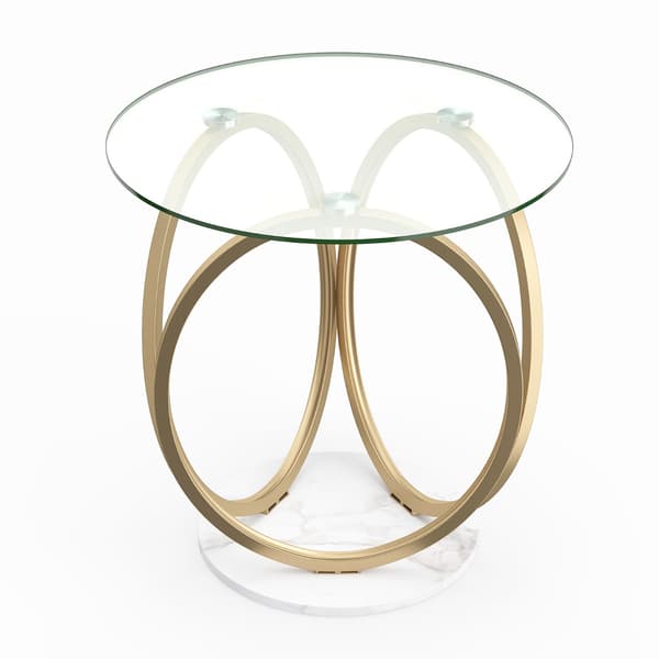 Rundt sofabord 60x60x61,5 cm transparent/guld