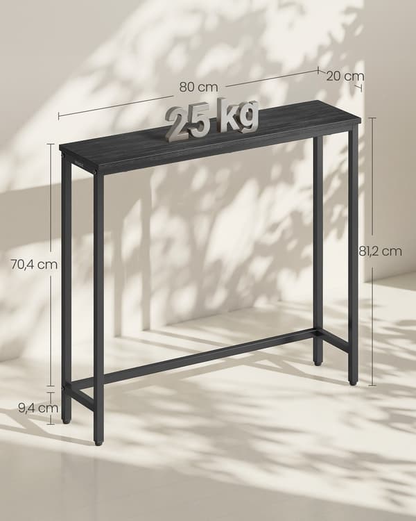 Konsolbord 20x80x81,2 cm Grå-Sort stål
