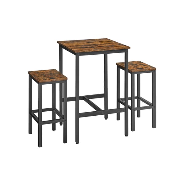 Barbord Set 60x60x92 cm Rustik Brun Stål