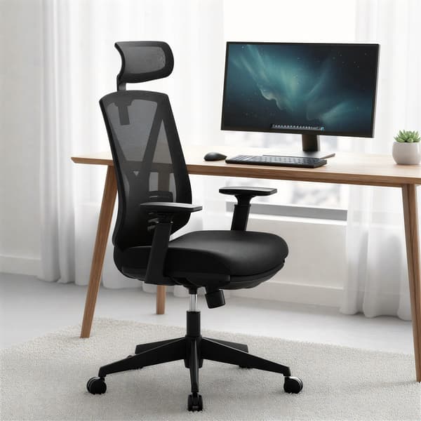 Kontorstol, 68.5x70x116-133 cm, Sort, Justerbar