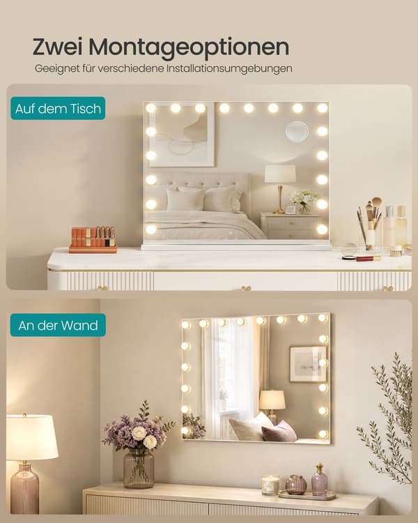 Hollywood-makeupspejl med 18 dæmpbare LED-lys