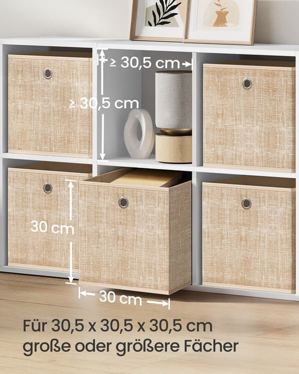 Förvaringslåda Set 30x30x30 cm Beige Vävda Tyger