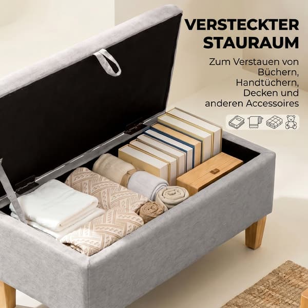 Opbevaringsbænk 71x37x36 cm lys grå