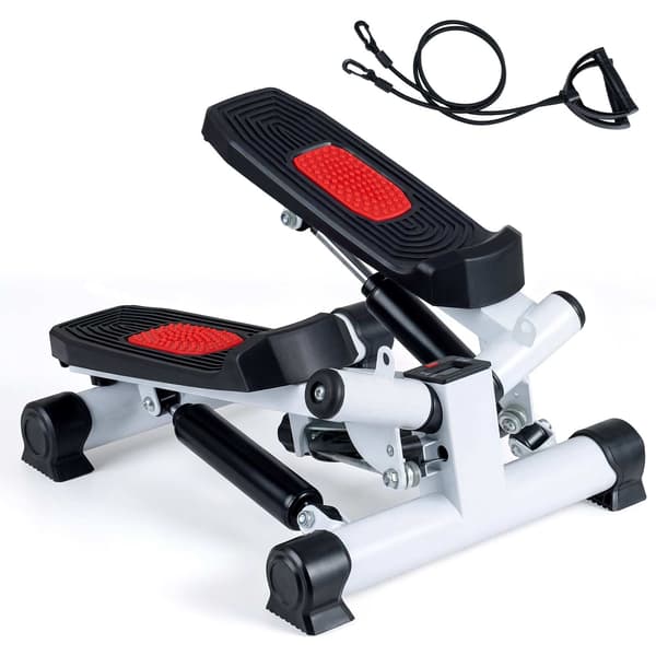Mini stepper med modstandsbånd 37x39,5x23,5 cm sort/hvid/rød
