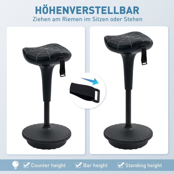 Kontorstol 34x34x65,5-83,5 cm Sort Justerbar