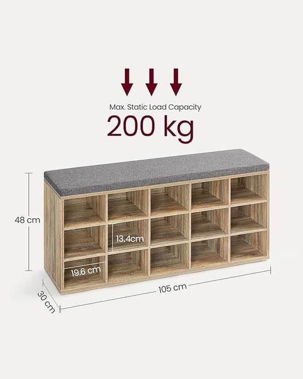Skobænk 105x30,3x48 cm Brun Opbevaring