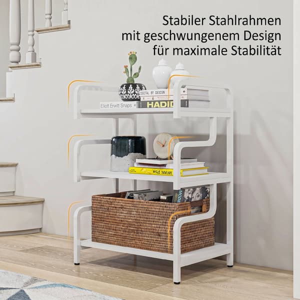 Printerstander med 3 hylder 55x40x77 cm hvid