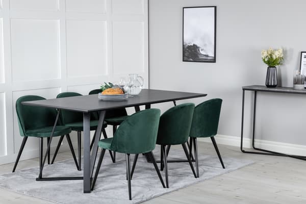 Spisebord og stol sæt Marina sort og grøn