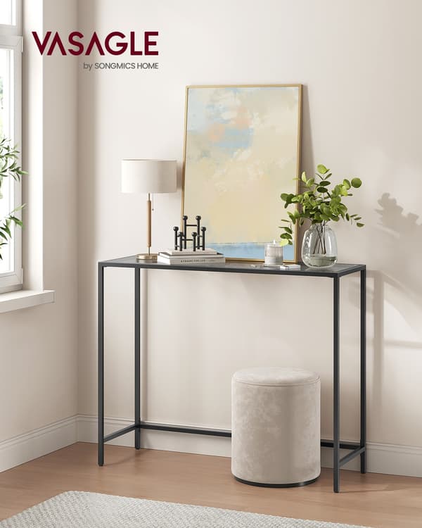Konsolbord, 20x100x80 cm, Sort, Glas