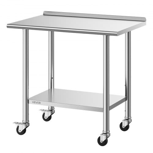 Arbejdsbord 61x91x89,4 cm Rustfrit Stål Justerbar Opbevaring
