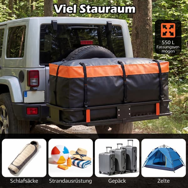 Bagageboks 566L 148x61x61 cm orange/sort