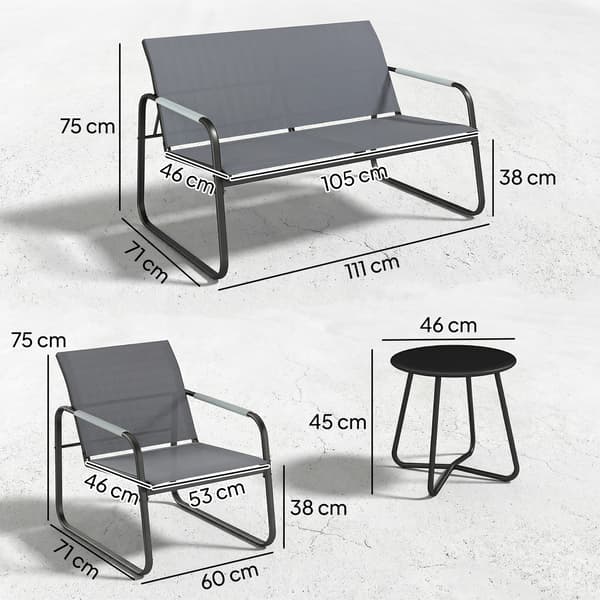 Trädgårdsmöbelset 111x71x75 cm Grå Stål