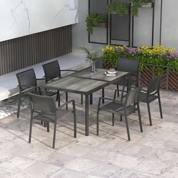 Trädgårdsmöbelset 150x87x72 cm Grå Stål