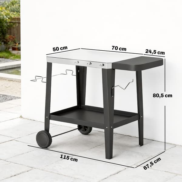 Køkkenvogn 115x67,5x80,5 cm Sort Rustfrit Stål