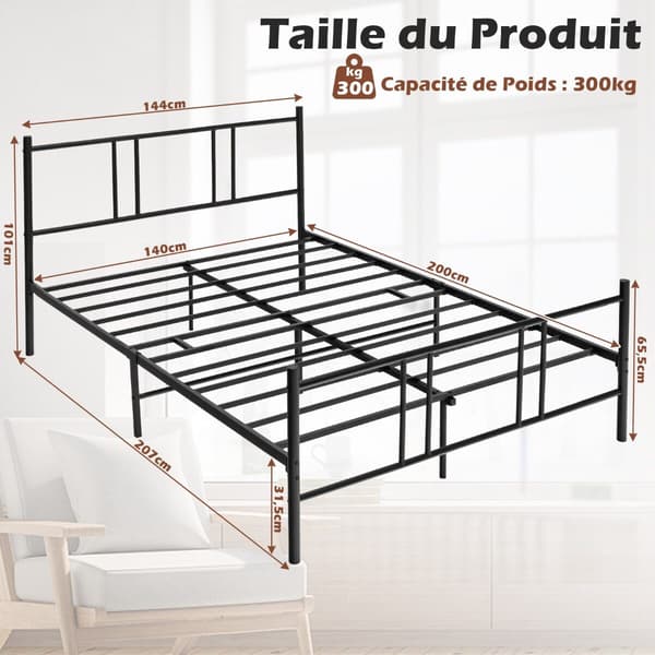 Sengestel platform 207x140x101 cm sort