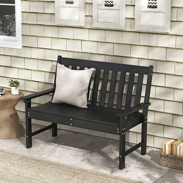 Bænk til terrasse med dobbeltsæde 132x65x91 cm sort