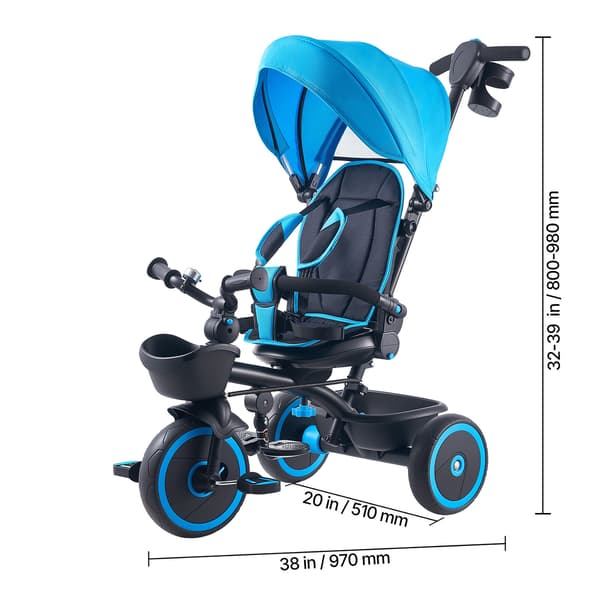 Løbecykel til småbørn 97x54x80-98 cm Blå Sort Justerbart Sæde