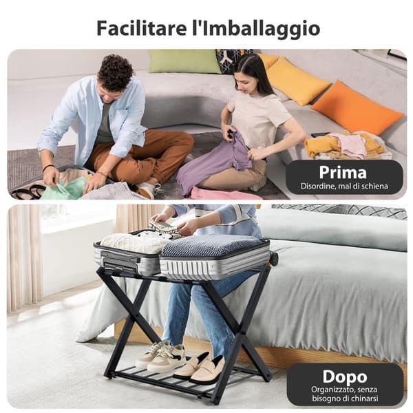 Bagagestativer 2 stk 68x43x58 cm sort