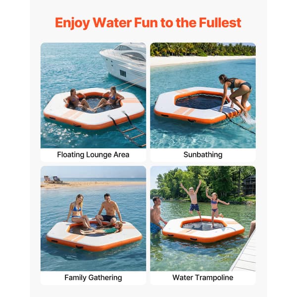 Oppustelig flydedock 260x260x15 cm Orange