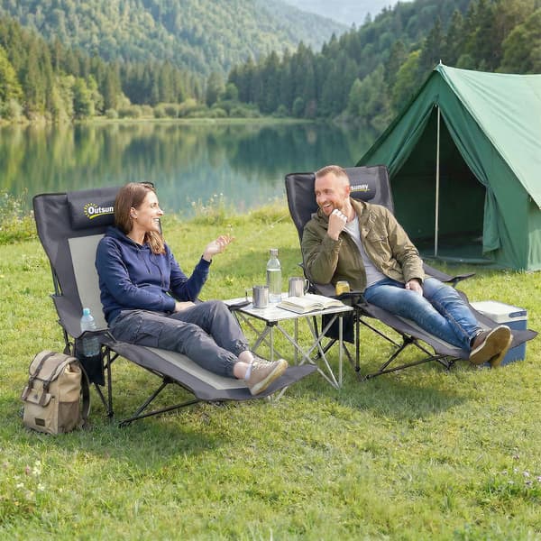 Campingstolset 80x125x92-100 cm Mörkgrå Hopfällbar