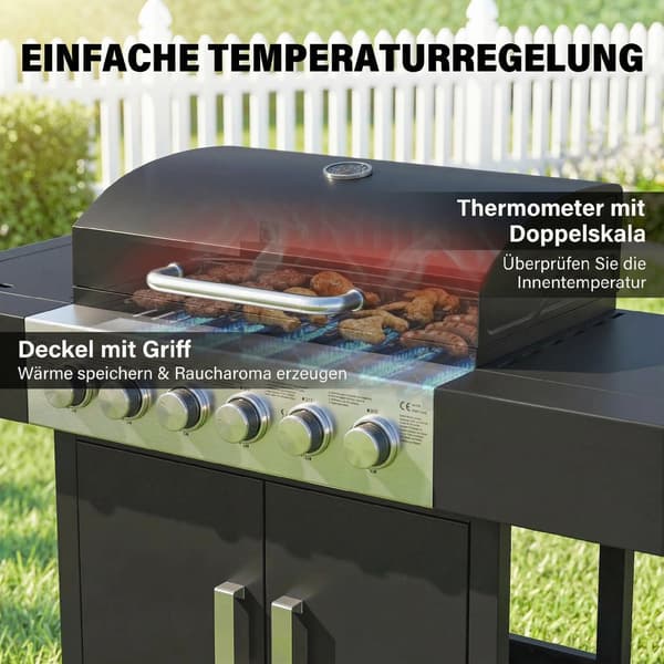 Gasgrill 135x51x101 cm Sort Rustfrit Stål