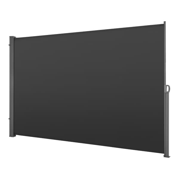 Utdragbar sidomarkis 180x300 cm grå polyesterduk utomhus integritetsskydd