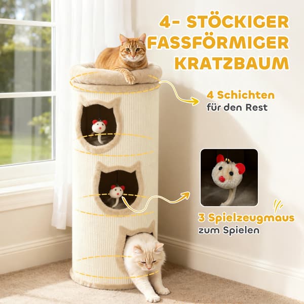 Kattklösfatunna 38x96 cm Krämvit Polyester