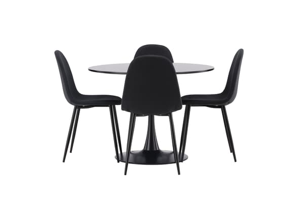 Spisebord og stol sæt 100 cm sort