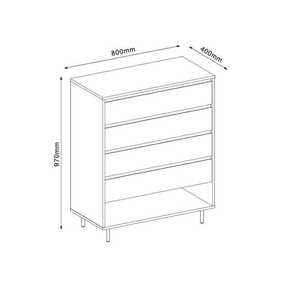 Kommode HERTA 80x40x97 cm Hvid Melaminplade