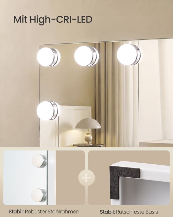 Hollywood-makeupspejl med 14 dæmpbare LED-lys