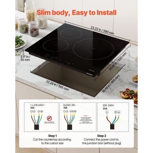 Induktionskogeplade 3 blus 59x52x5,5 cm sort